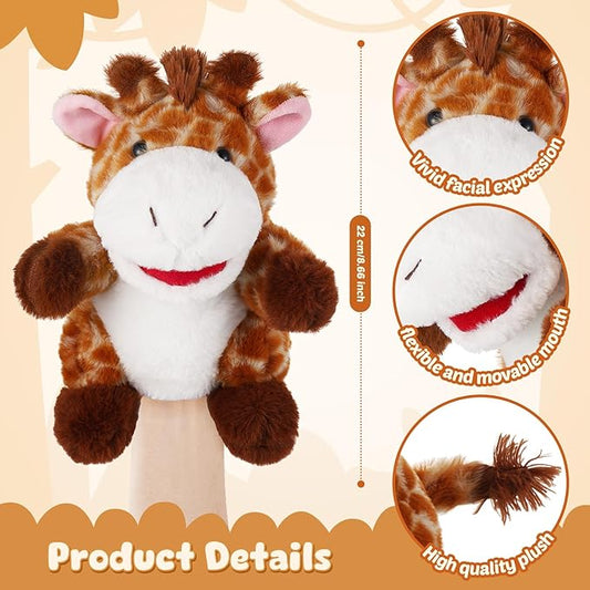 Animal Hand Puppets 11 Inch Sea Turtle Plush Dinosaur Animals Hand Puppet Toys Role-Play Toy Puppets for Kids Storytelling Imaginative Pretend Play Teaching Preschool(Giraffe)