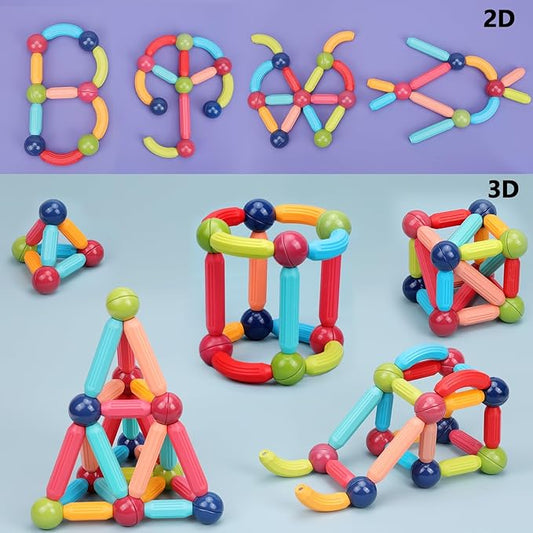 COUOMOXA 74pcs STEM Magnetic Toy: Educational Building Blocks Set for 3 4 5 6 7 8 9 Years Old Kids - Puzzle Toys for Kids Age 3-9 Home School - Birthday Gift for Boys Girls