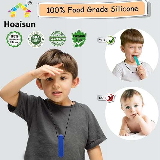 Chewy Necklace Sensory Boys and Girls, 8 Pack Sensory Chew Necklaces for Kids with Autism, ADHD, SPD, Anxiety, Teething, Silicone Oral Motor Therapy Tools Reduce Adults Chewing, Biting
