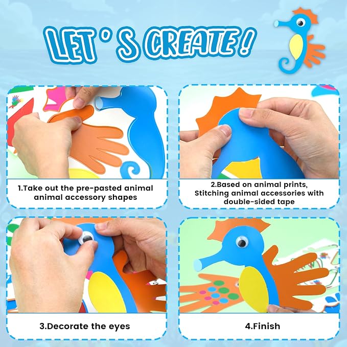 Animals Handprint Art Kit, 16Pcs Paper Cutout Craft for Toddlers 3+ - Image 8
