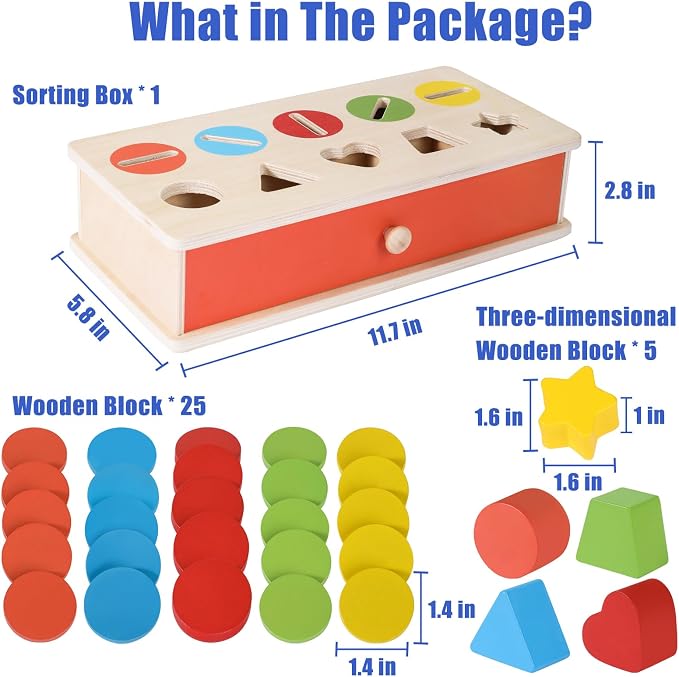 Wooden Color Shape Sorting Matching Toys, Shape Sorters for Toddlers - Image 7