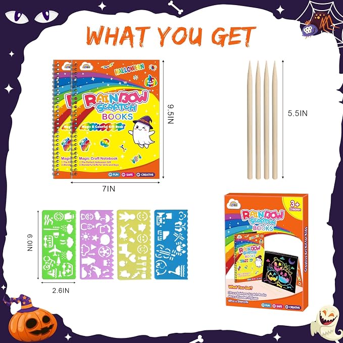 ZMLM Scratch Paper Art-Crafts Gift: 2 Pack Rainbow Notebooks Supplies Toys - Image 7