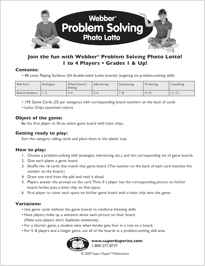 Super Duper Publications | Webber® Problem Solving Bingo, Inferencing, Sequencing, Analogies, Classifying, Predicting, and What Doesn't Belong Cards | Educational Resource for Children - Image 9