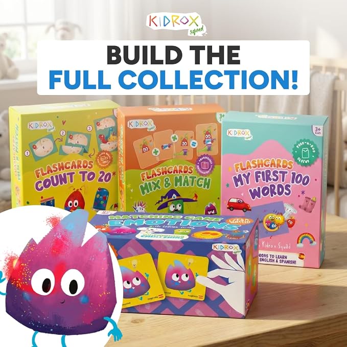 Kidrox Colors & Shapes Flashcards for Toddlers - Learn Colors & Shapes in English & Spanish | 40 Double-Sided Cards + 10 Magic Water Reveal Cards | Bilingual Educational Game for Kids Ages 3+ - Image 7
