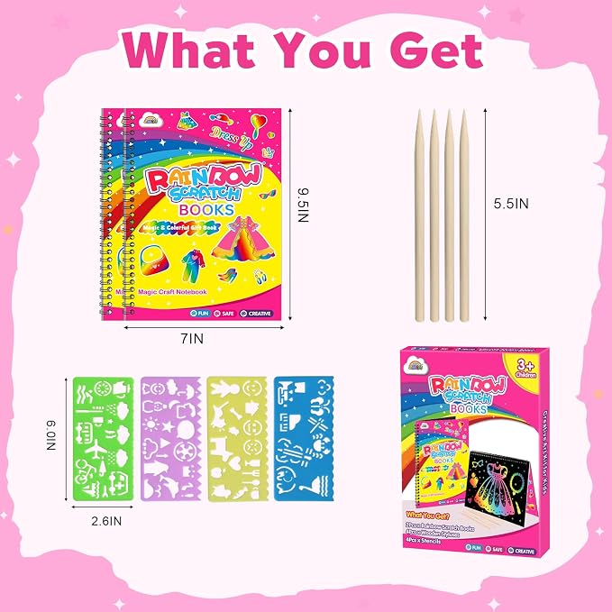 ZMLM Scratch Paper Art-Crafts Gift: 2 Pack Rainbow Notebooks Supplies Toys - Image 7
