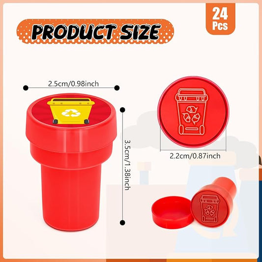 Cinrobiye 24 Pcs Garbage Truck Stampers Party Favor Set, Cute Waste Truck Stamps for Kids Birthday Party, Classroom Rewards, City Vehicle Toys, Goody Bag Fillers, Transportation Themed Party Supplies - Image 2