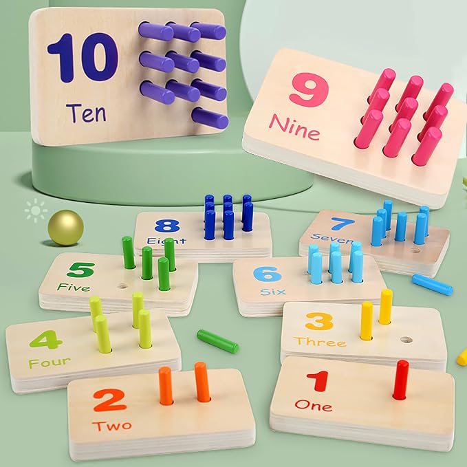 Wooden Counting Numbers Peg Board for Kids, Toddlers Montessori Math Toy 3+ - Image 7