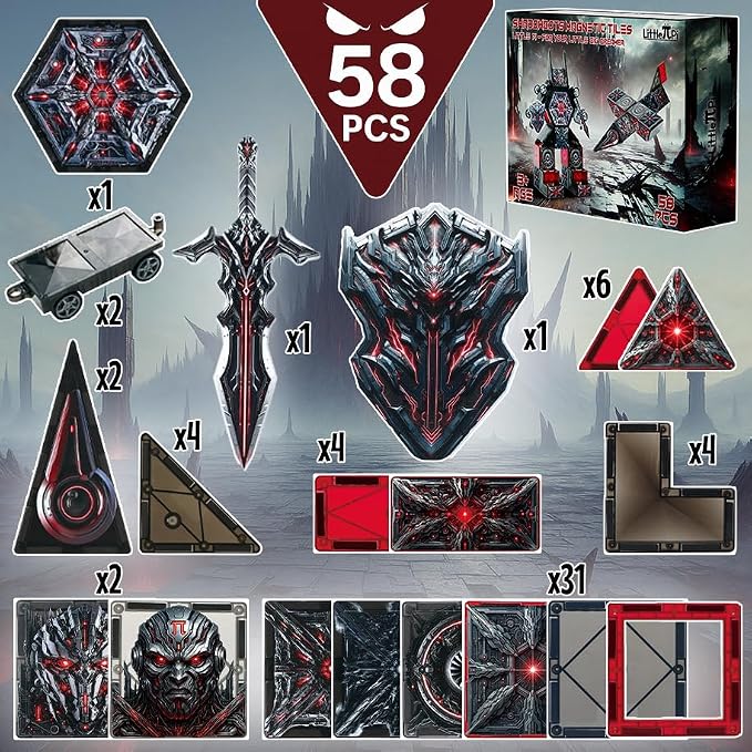 Little Pi Transformer Toys ShadowBots Magnetic Tiles,Transforming Robot Toy - Image 6