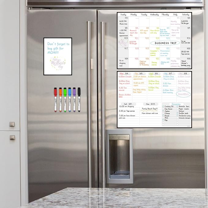 JJPRO Magnetic Dry Erase Monthly Calendar and Weekly Whiteboard for Fridge-Monthly Planner,Weekly Dry Erase Board for Refrigerators,One Bonus Notepad/to Do/Grocery List - Image 7