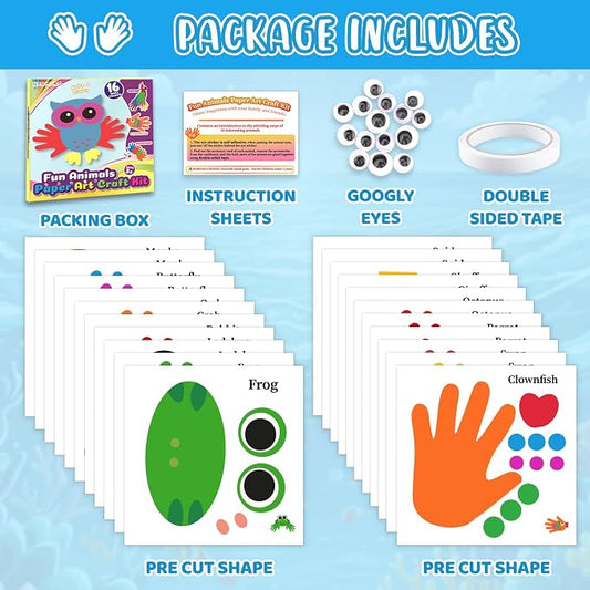Animals Handprint Art Kit, 16Pcs Paper Cutout Craft for Toddlers 3+ - Image 2