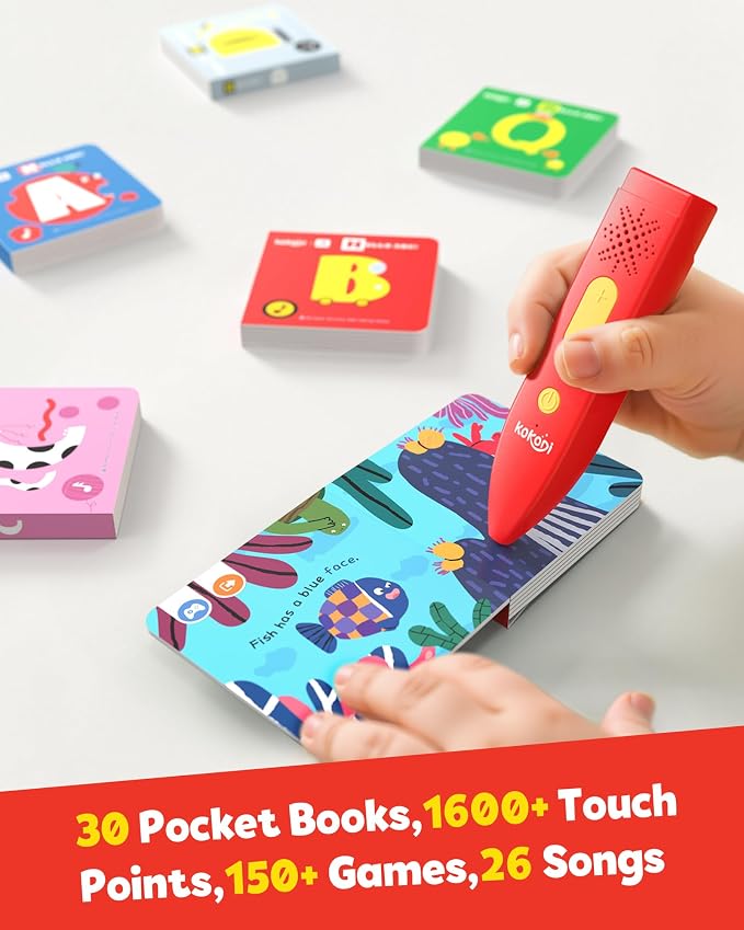 KOKODI Talking Pen 30 Small Books Sets, Interactive Audio Sound Books Kids Learning Electronic Toys for Boys Girls, 30 Palm Books Focused Mini Board Books for Educational Tiny Block Book Learning - Image 7