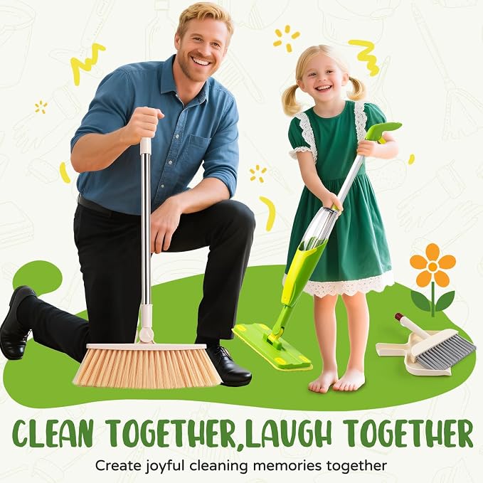 Kids Cleaning Toy Set,Mini Spray Mop Montessori Toys Pretend Play Cleaning Tool for Toddlers with Spray Mop & Kids Broom Dustpan Set Cleaning Toys Gift for Toddlers Girls Boys Age 3+ - Image 7