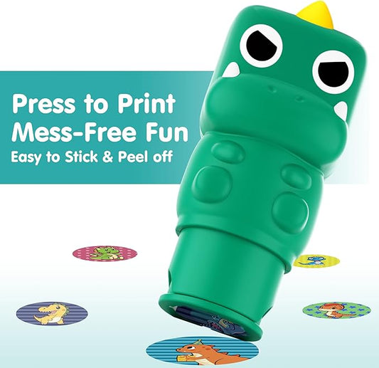 iPlay, iLearn Kid Dinosaur Sticker Stamp Activity Set - 400+ Stickers 18-Page Activity Book, Toddler Creative Mess-Free Art Craft Educational Travel Toy Birthday Stocking Gift 3 4 5 6 Yr Old Girl Boy