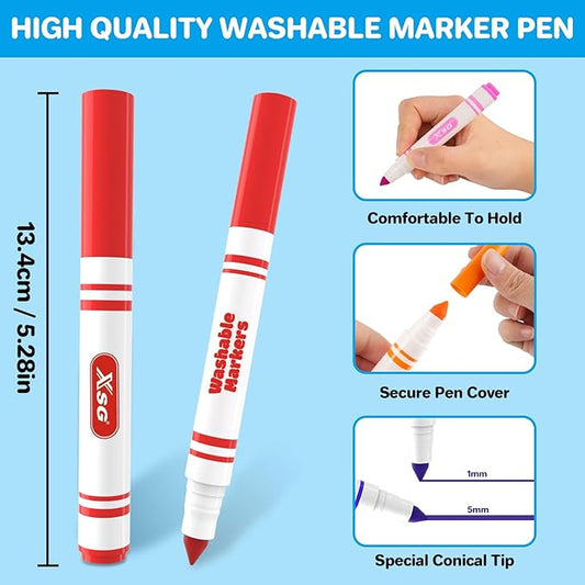 XSG Washable Markers Bulk 300-Count for Classroom, 12 Color Bulk Markers Pack withBroad Line Conical Tip Coloring, Non-Toxic Art Supplies & School Supplies for Students, Teachers, Back to School