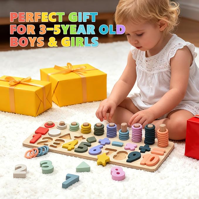 Silicone Montessori Number Puzzle Toys for Toddlers, Counting & Shape Sorting Educational Toy for 3 4 5 Year Old Boys Girls, Preschool Math Learning Board Gift, Colorful Silicone Stacking Toy - Image 8