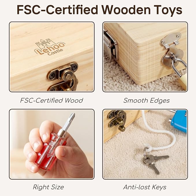 Lehoo Castle Montessori Screwdriver Board Set, Wooden Tool Set for 3 4 5 - Image 8
