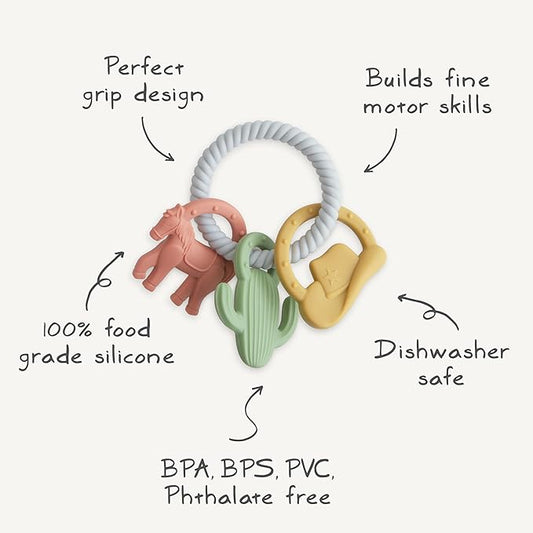 mushie Silicone Western Teething Ring Toy
