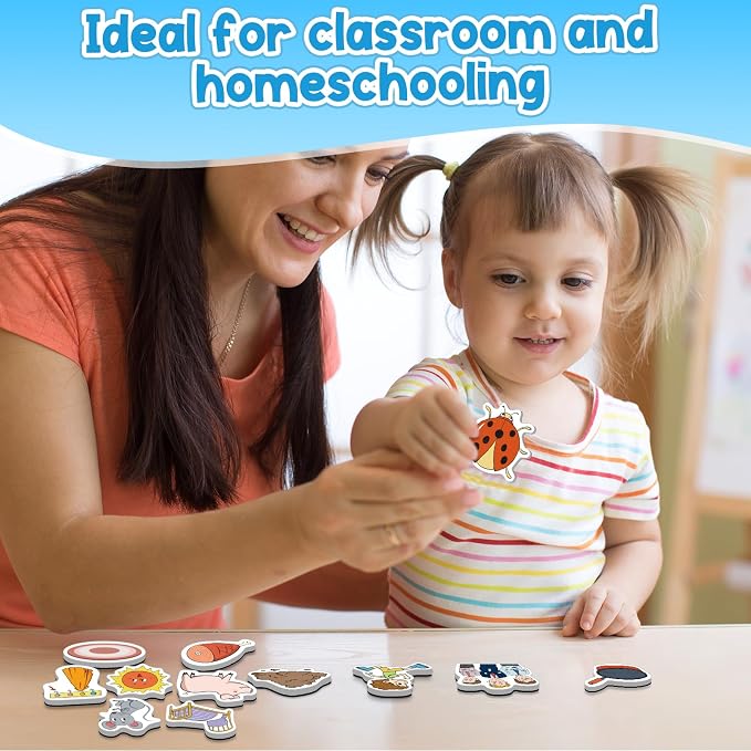 Kasfalci CVC Word Magnets for Toddlers 1-3, 50 Fridge Magnets for Kids, Back to School Supplies, Cute Animal Magnetic Objects, Speech Therapy Toys for Kids Toddlers Preschool Learning Spelling - Image 7