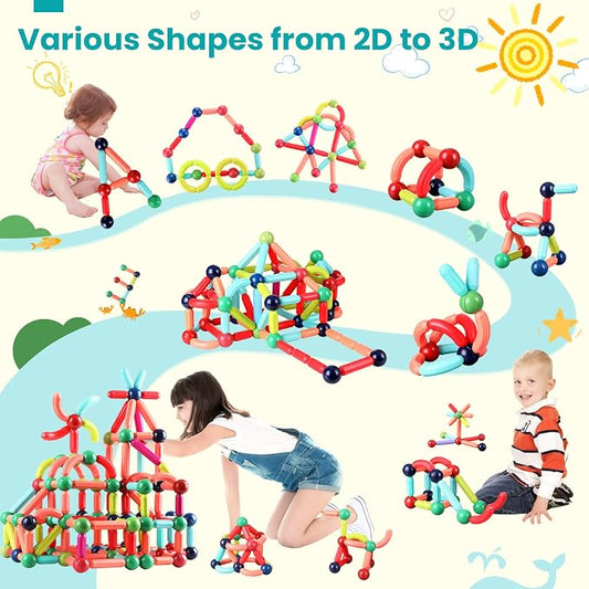 BAKAM Magnetic Building Blocks for Kids Ages 4-8, STEM Construction Toys for Boys and Girls, Large Size Magnetic Sticks and Balls Game Set for Kid’s Early Educational Learning (42PCS) - Image 2