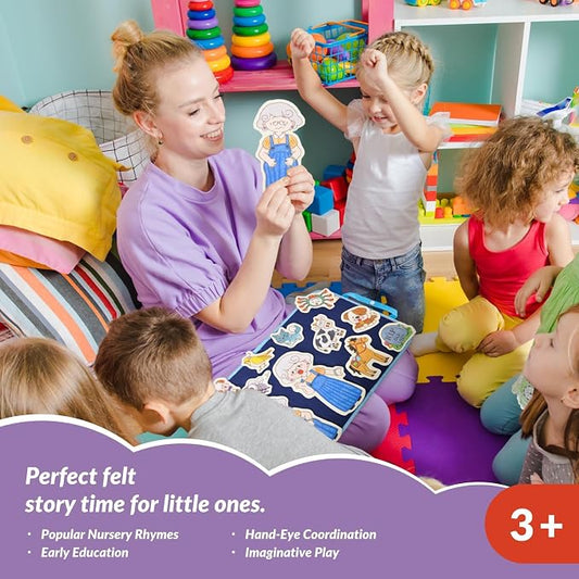CHEFAN Felt/Flannel Board Story Set of 4, PRECUT Felt Pieces for Preschool Toddlers Circle Time,Old Lady Who Swallowed a Fly,The Grand Old Duke of York,Three Blind Mice - Image 2