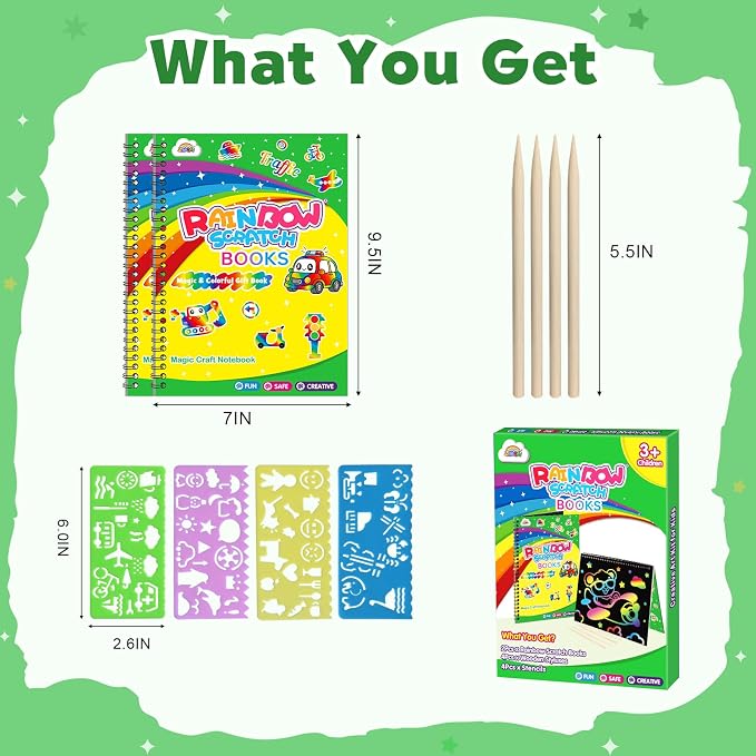 ZMLM Scratch Paper Art-Crafts Gift: 2 Pack Rainbow Notebooks Supplies Toys - Image 7