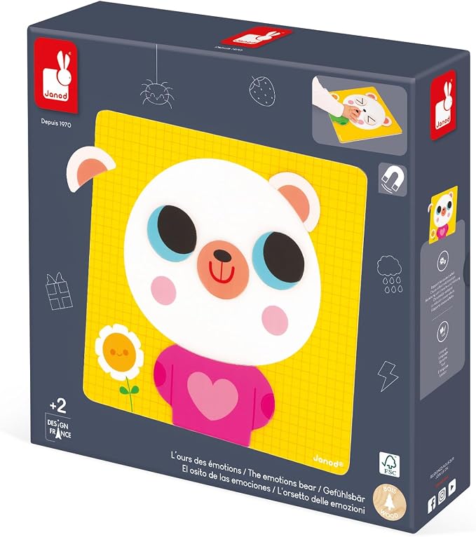 Janod - Emotions Bear Magnetic Game - Sustainable Materials - Image 10