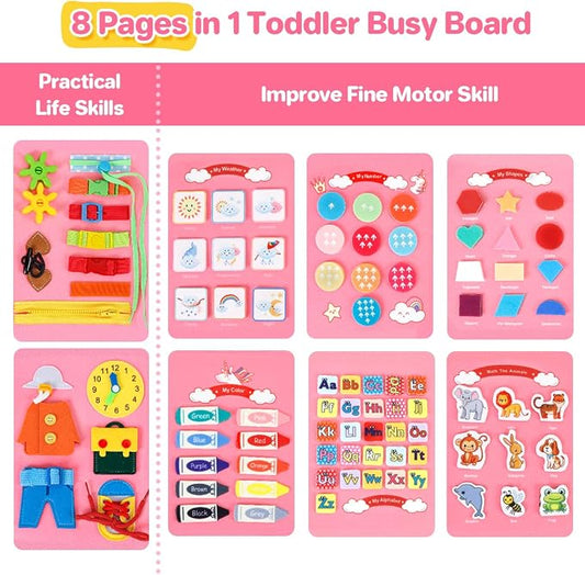 Busy Board Montessori Toys Toddler Girl Gift, Sensory Travel Toy for 1-3 - Image 2