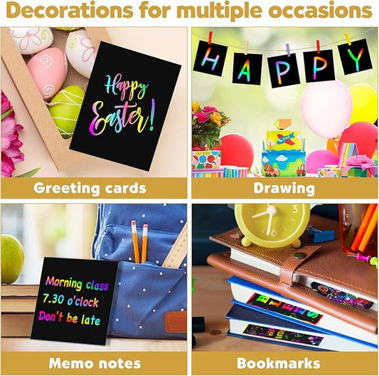 ZMLM Rainbow Scratch Easter Gifts: 2 Pack Rainbow Scratch Notebooks Easter Basket Stuffers Art Crafts for Kids Girls Boys 3 4 5 6 7 8 9 10 11 12 Years Old Birthday Toys Art Supplies Paper