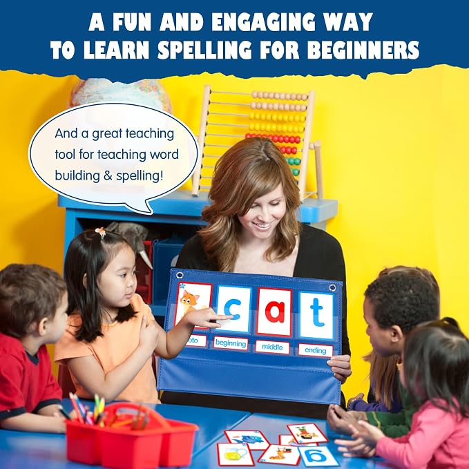 KIKIGOAL CVC Word Builder Desktop Pocket Chart Tent Cards Kit Phonics Games Flash Cards for Preschool Kindergarten Classroom Spelling Educational Toy for Kids Autism Special Education - Image 7