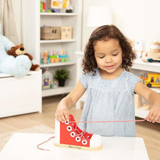 Melissa & Doug Deluxe Wood Lacing Sneaker - Learn to Tie a Shoe Educational Toy - Image 2