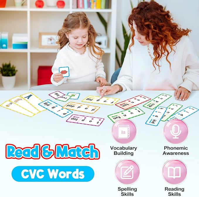 CVC Word Games, Phonics Games Flash Cards, Speech Therapy Toys for Toddlers & Kids, Learn to Read & Spell, Preschool & Kindergarten Learning Activities, Educational Toy - Image 7