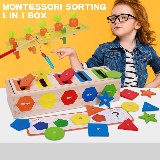 Montessori for Kids, Magnetic Color Shape Sorting Matching Box - Image 6