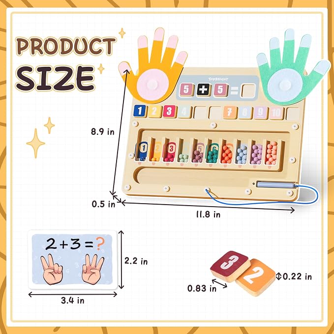 TOP BRIGHT Magnetic Beads Maze, Montessori Math Number Counting Toy 3-5 - Image 8