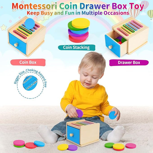 FCSONU Toddlers Montessori Coin Box Toys for 1 2 3 Year Old Boys Girls Baby - Image 2