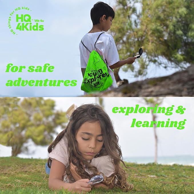 Outdoor Adventure Kit for Kids: Binoculars, Compass, Magnifying Glass & Flashlight. 3-12 Year Old Boys & Girls (Green) (Green) - Image 5