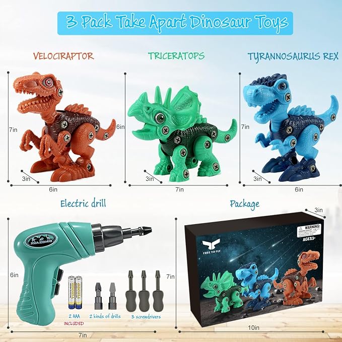 Dinosaur STEM Toys for Kids 3-5, Take Apart Dinosaur Toys with Electric Drill, Educational Building Toy & Construction Set, DIY Christmas Birthday Gifts for 3 4 5 6 7 8 Years Old Boys and Girls - Image 6