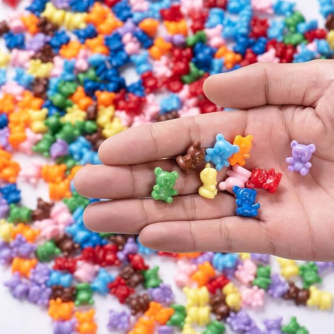 XINHUIDALSQ 180 Pcs Counting Bears, 0.62'' 9 Colors Rainbow Counting Mini Bears, Plastic Sorting Bear Counters Math Manipulatives for Ages 3+ Kids, Back to School Supplies - Image 7