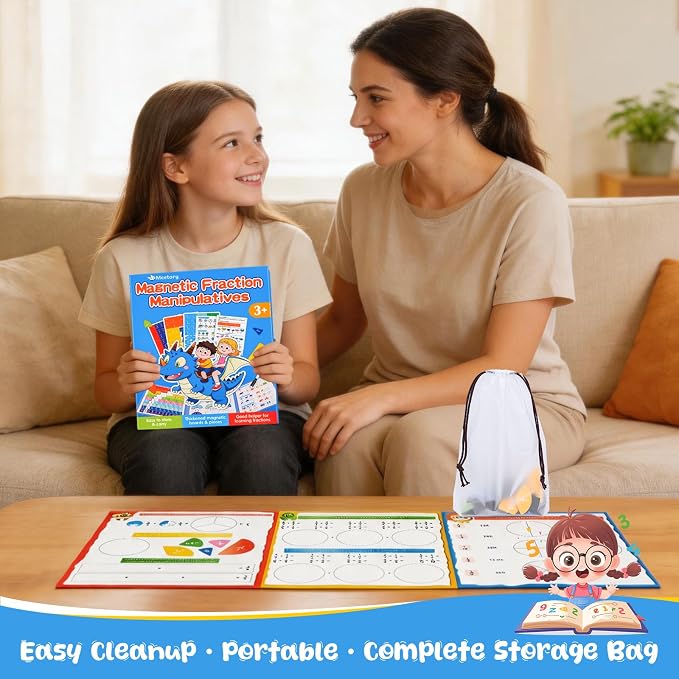 Meetory Magnetic Fraction Playbook - Magnetic Fraction Demonstration Book, Montessori Math Manipulatives Kit, Homeschool Classroom Fraction Puzzles and Games - Image 7