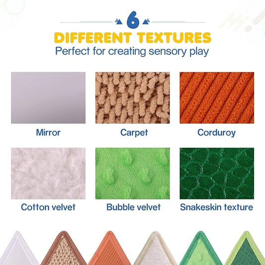 Tactile Sensory Toys for Babies 6+ Months & Toddlers 1-3 Years | 6-Textured Sensory Mats for Fine Motor Skills | Washable Baby Play Wall Tiles (6 Pack)