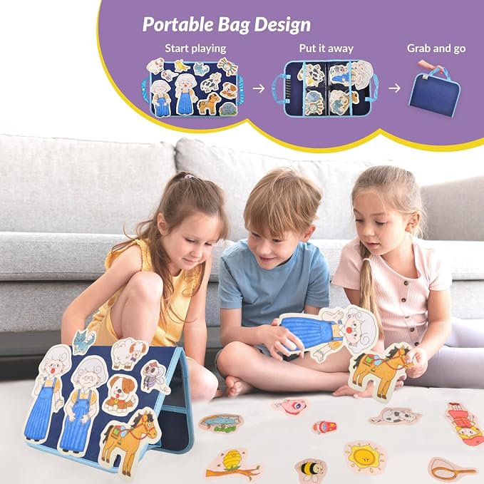 CHEFAN Felt/Flannel Board Story Set of 4, PRECUT Felt Pieces for Preschool Toddlers Circle Time,Old Lady Who Swallowed a Fly,The Grand Old Duke of York,Three Blind Mice - Image 6