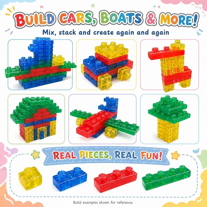 UNIQUE KIDS Flexible Jelly Building Blocks for Kids Ages 3+ – 40 PCS Jumbo Stackable Blocks, Chunky Bend Twist Stretch Blocks, Open-Ended Sensory Learning Toy Gift - Image 9