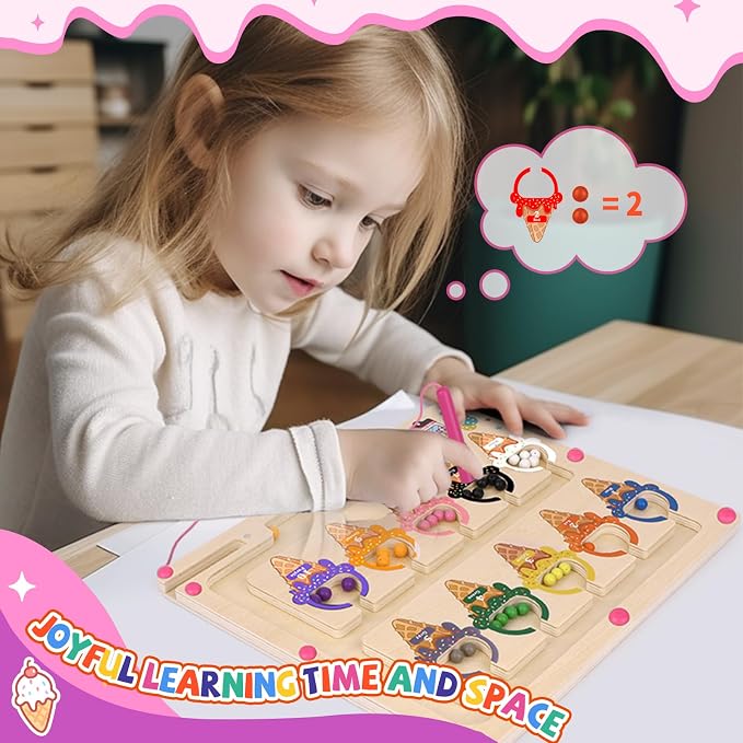 wakeInsa Magnetic Color and Number Maze,Montessori Toy for 2-5 Years Old Girls,Wooden Magnet Balls Puzzles,Toddler Busy Board Game,Preschool Learning Activities,Christmas & Birthday Gift for Kids - Image 6