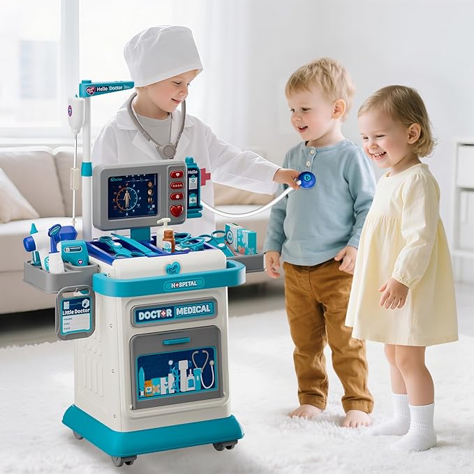 Doctor Kit for Toddlers 3-5, 26 Pcs Doctor Play Set for Kids Ages 3-8,Role Play Toy Medical Cart Doctor Toys Educational Toys for Boys & Girls Birthday Gifts