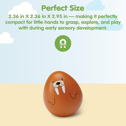 PlanToys® Walrus Wobbler Wooden Sensory Toy for Tactile Exploration & Coordination | Montessori Balance & Cause-and-Effect Activity | Eco-Friendly Educational Toy