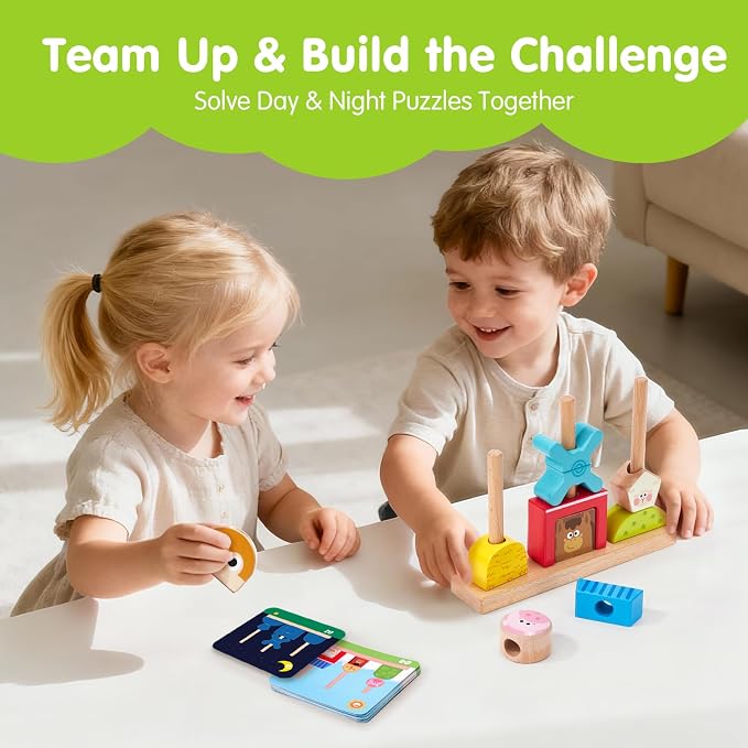 hahaland Montessori Toy for 1+ Year Old, Wooden Farm Stacking Sorting Toy - Image 3