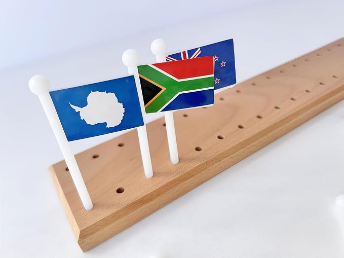 Premium Montessori World Flags Set with 22" Wooden Map- 36 Country Flags, Solid Beechwood, Educational Toy for Kids, Homeschool Classroom Geography Materials(Flags of The World) (Flags of the World) - Image 7