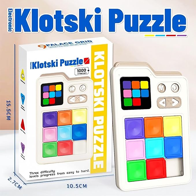 Electronic Brain Teaser Toy, Portable Handheld Educational STEM Toy, Super Sliding Puzzle Game. The Original Version Includes Over 1000 Challenges and 3 Modes. It is an Interesting Logic Puzzle Game.