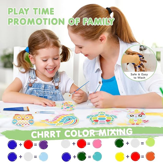 QANIY Stepping Stones Painting Kit for Kids Ages 4-12,5 Pack Outdoor Garden Stone Crafts,Outdoor Art & Craft Activity Set, Creative Gift for Boys & Girls