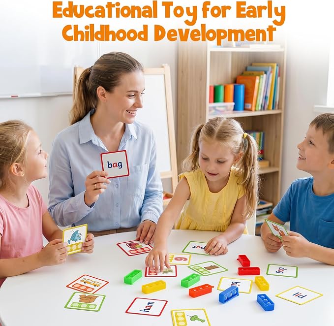 Aizweb CVC Word Games Kindergarten,Phonics Games for Kids Ages 3-8,CVC Flashcards for Preschool Special Education Classroom Supplies,Reading&Spelling Activity Phonics Manipulatives for Kids - Image 8