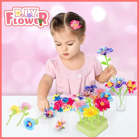185pcs DIY Fabric Flower Bouquet Craft Kits for Kids Ages 3-12, STEM Educational Arts and Crafts Handmade Flower Making Kit Toy for Toddler Girls 3 4 5 6 7 8 9 10 11 12 Years Birthdays Christmas Gift